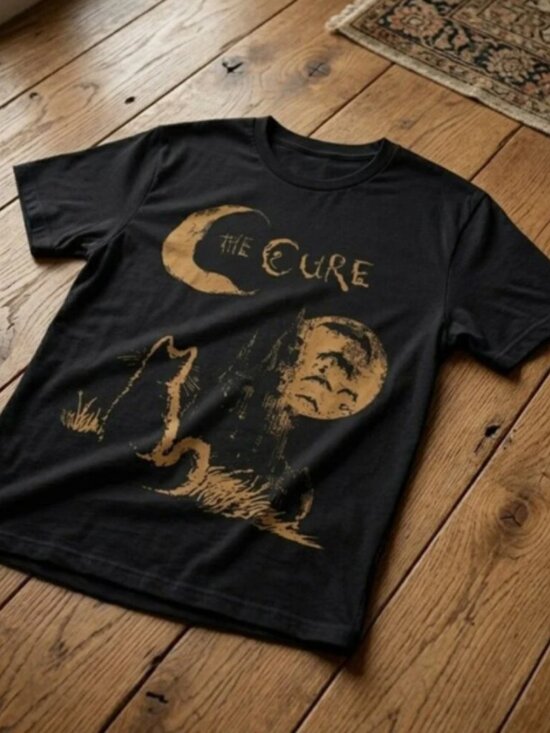 Gildan Other - The Cure Cat Moon T-Shirt Black